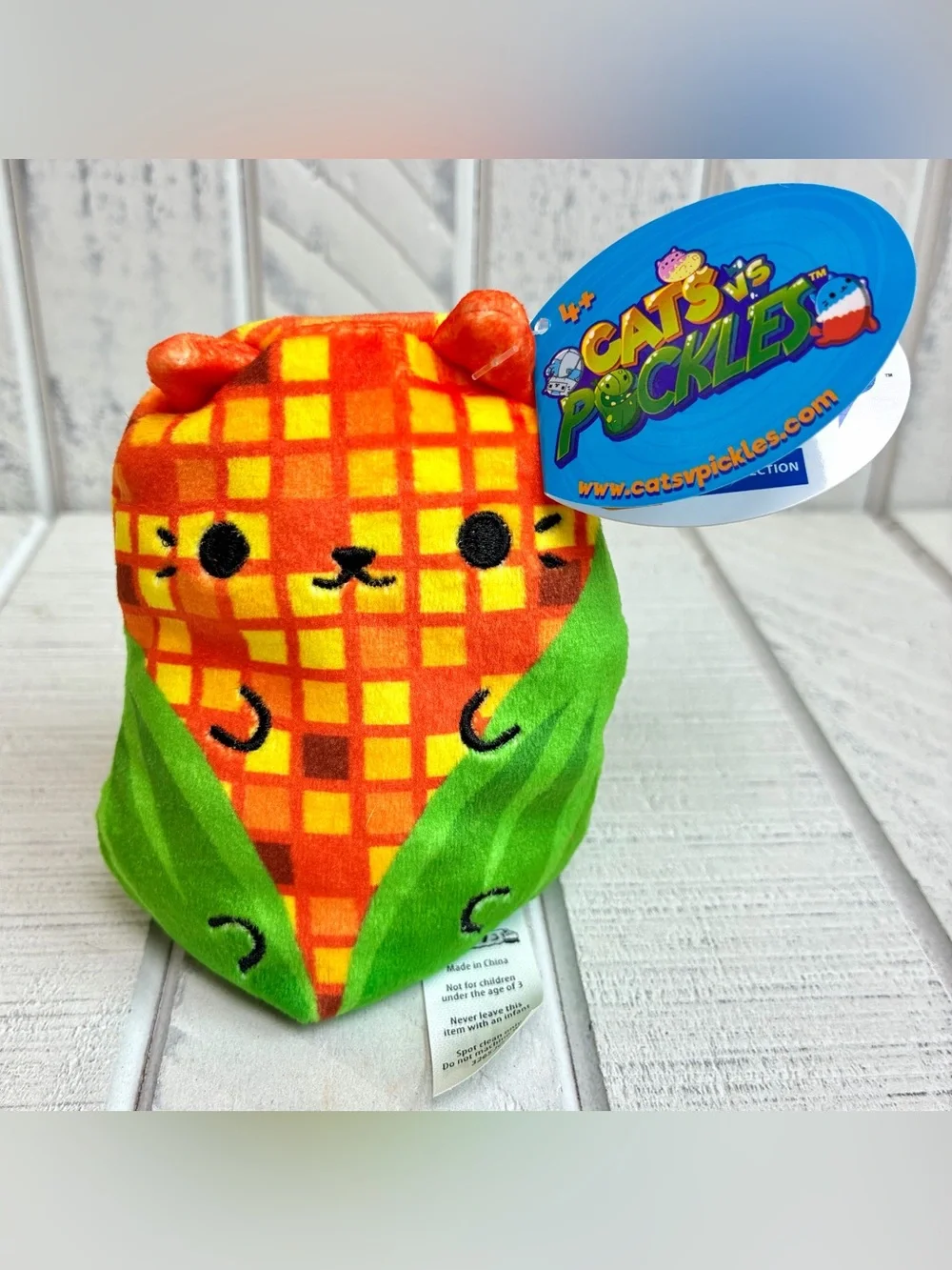 Cats Vs. Pickles #502 Maizey Corn Cat Bean Plush Toy 2.5” Blue Wave Series 2023